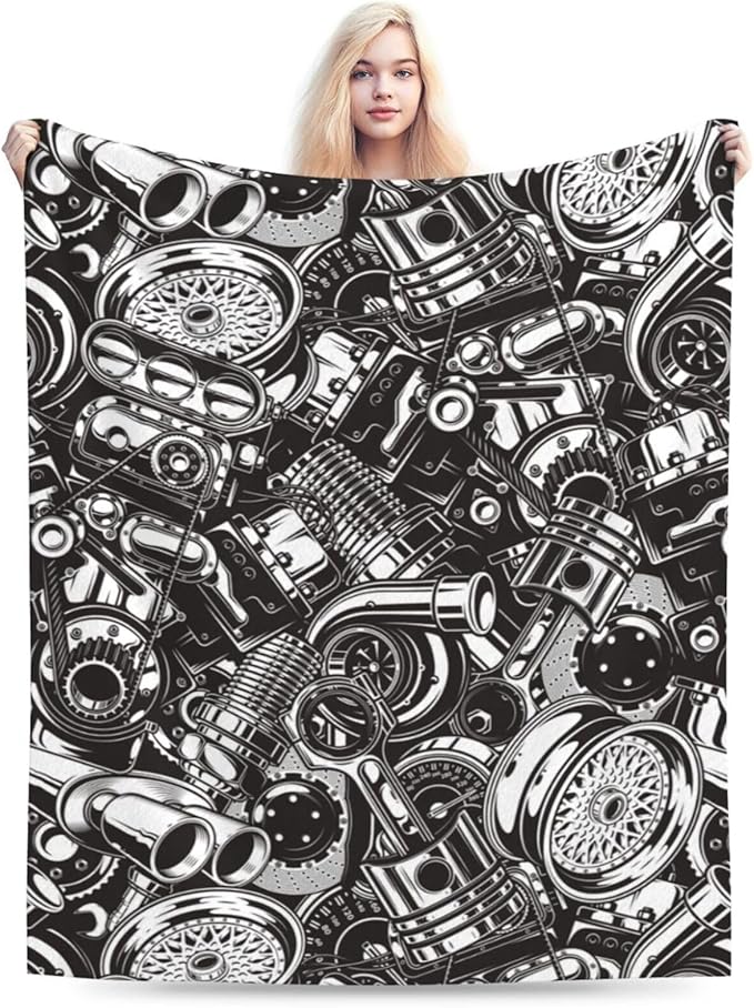 Automobile Car Parts Blankets for Mens Womens Boys Girls Gifts 50X40 Inches Ultra-Soft Warm Lightweight Bedding Throw for Bed, Sofa, Couch