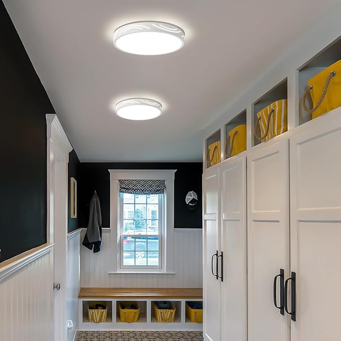 Modern Dimmable Ceiling Light Fixture,5CCT in One LED Flush Mount Kitchen Lights,Round Close to Ceiling Lamp for Hallway Entryway Bedroom Living Room Laundry Room Bathroom(White,11.81 in,ETL Listed)