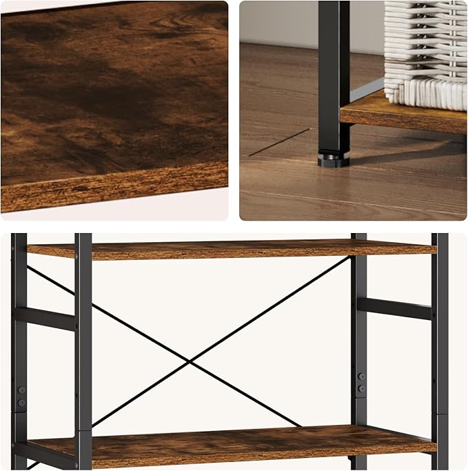 Book Shelf, Adjustable 6-Tier Tall Bookshelf, Wooden Bookcase Shelves for Bedroom, Living Room, Display Shelf for Home, Office, Kitchen, Standing Shelving Unit Storage Organizer BC-BR-6