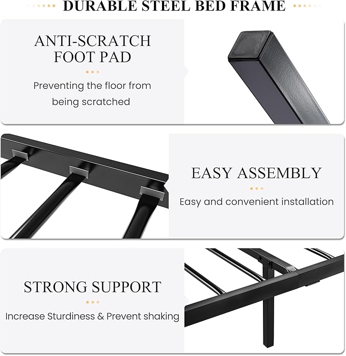 SHA CERLIN Twin Size Bed Frame for Kids,Metal Bed Frame with Butterfly Pattern Design Headboard and Footboard,No Box Spring Needed,Easy Assembly,Black