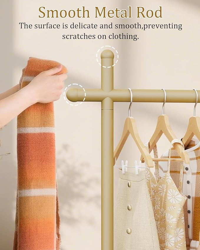 Coat Rack Freestanding with Natural Rock Base, Metal Coat Hanger Stand, Industrial Garment Rack, Clothes Tree for Bedroom Living Room Office To Hang Outerwear, Hats, 68.9in, Gold