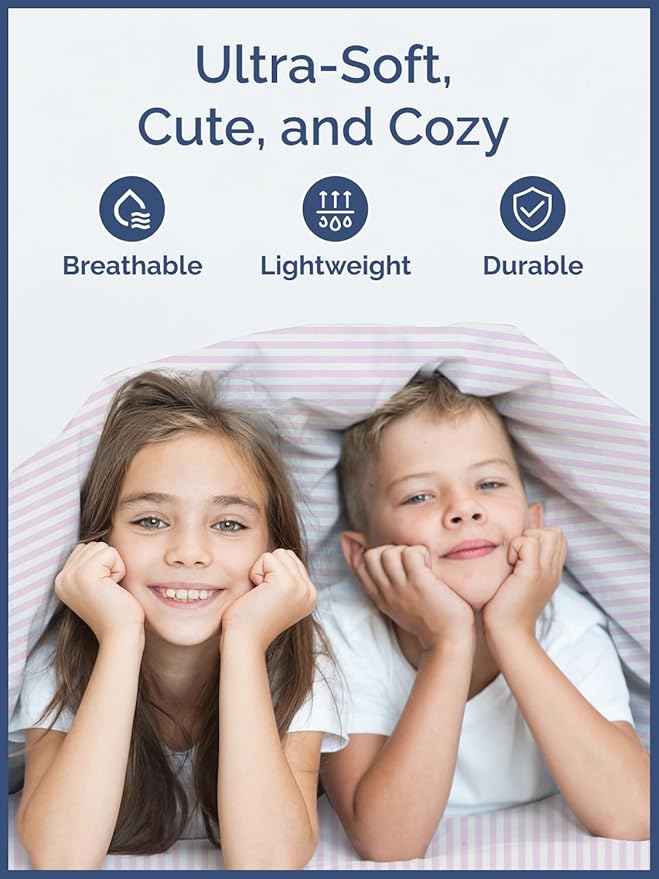 Kids Pink Pinstripes Twin 3 Piece Sheet Set - Boys, Girls, Teens, Toddler - Easy Fit Deep Pockets - Breathable, Hotel Quality Sheets - Machine Washable - Wrinkle Free - Cute, Cozy, Soft - CGK Linens