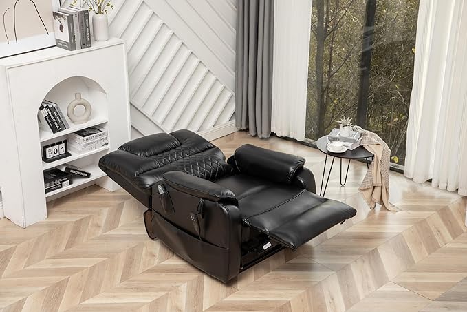 Recliner with Lift Assist for Seniors, Heavy Duty Lay Flat Recliner 180-Degree, Dual Motor Power Stand Up Lift Chair with Massage and Heat, Infinite Position Electric Recliner Chair for Elderly