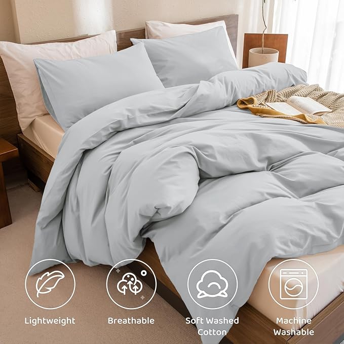 Sanracie King Comforter Set, Cotton Linen Feel Textured Comforter Set Cornflower Blue, Simple King Bedding Set 3pcs(1 Aesthetic Solid Comforter + 2 Pillowcases) Soft Lightweight