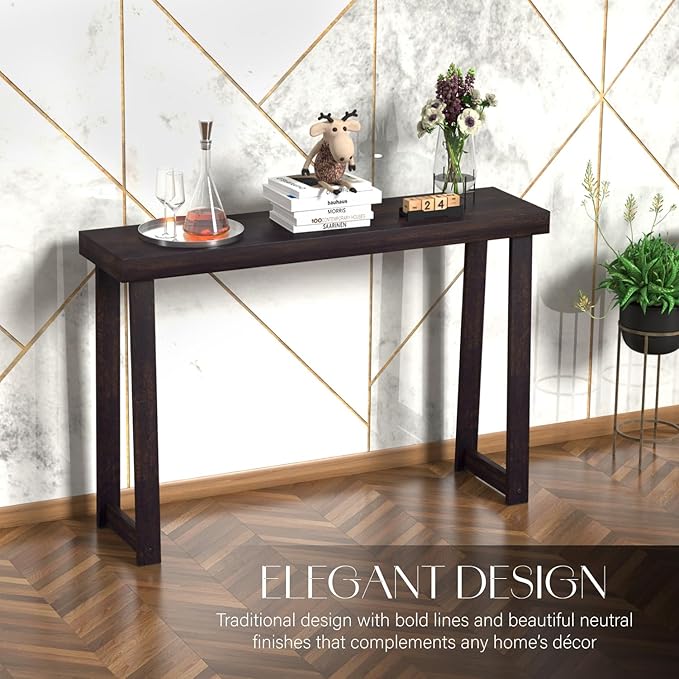 Solid Wood Console Table (46.25x12x32in) - Narrow Entryway & Hallway Table, Sofa Table for Living Room/Foyer, Easy Assembly