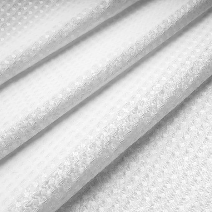 N&Y HOME 48 Inch Waffle Weave Shower Curtain with Snap-in Fabric Liner & 12 Metal Hooks Set - 48" x 72" Shower Stall Size, Hotel Style & Mesh Top Window, Machine Washable - White, 48x72