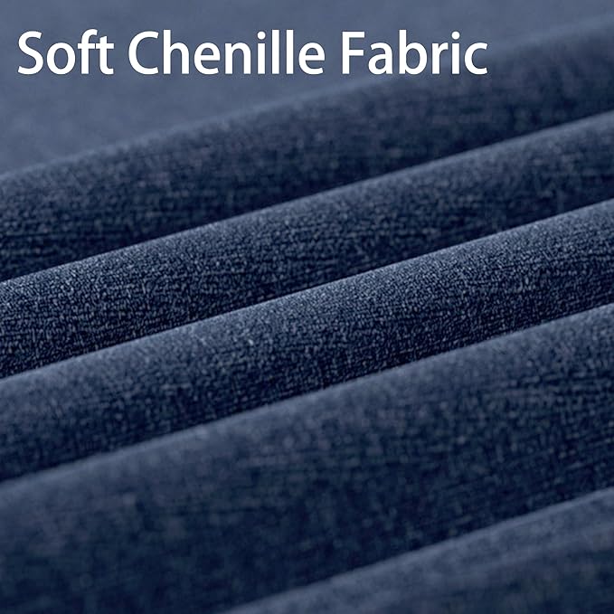 VKNOW Mid-Century Accent Chairs Set of 2, Modern Upholstered Armchair for Living Room,Comfy Reading Accent Chairs with Wood Legs for Bedroom, Navy Blue Polyester