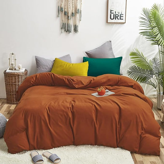 Cottonight Burnt Orange Comforter Set King Caramel Bedding Comforter Rust Soft Breathable Cotton Reddish Terracotta Blanket Quilts for Women Men King Bed