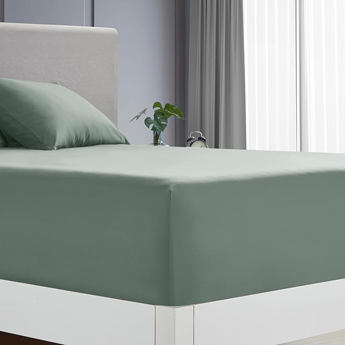 Clara Clark Bed Sheets, Premier 1800 Series Bed Sheet Set, Deep Pocket, Wrinkle, Fade, Stain Resistant, Luxury Soft Bedding Sheets & Pillowcases, Twin, Ice Green