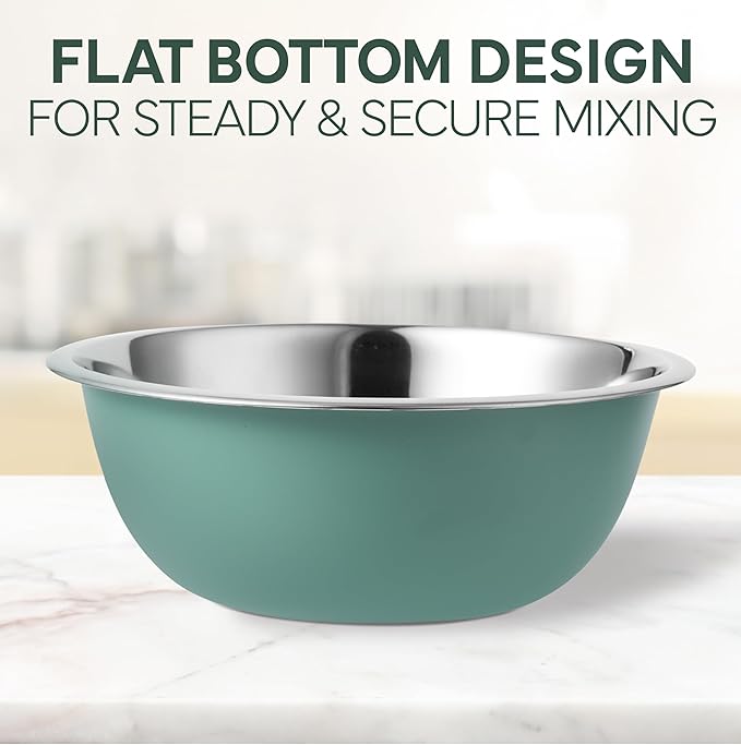 COOK WITH COLOR Stainless Steel Mixing Bowls Set - Nesting Bowls, 6 Pieces, Green