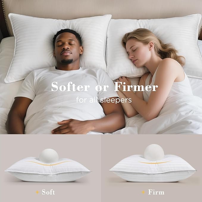 viewstar Bed Pillows King Size Set of 2, Hotel Collection, Down Alternative Big Pillow for Back, Stomach or Side Sleepers, Firm