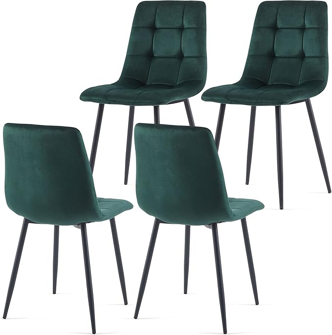 Comfy Dining Chairs Set of 4,Upholstered Velvet Home Chair Soft No Arms Accent Chairs with Back for Small Spaces,Simple Stylish Dining Chair for Kitchen,Dining Room