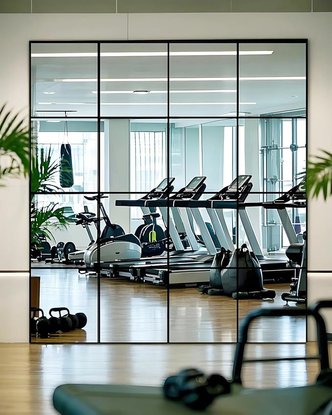 12" x 12" Glass Wall Mirror Tiles for Wall, Frameless Full Length Mirrors Wall Mounted for Home Gym Mirror Yoga Bedroom Dancing Studio Dressing Room (16PCS)