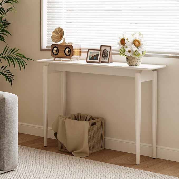 Wood Console Table Walnut Entryway Table, Thin Console Table, Sofa Tables for Living Room (47.2'')