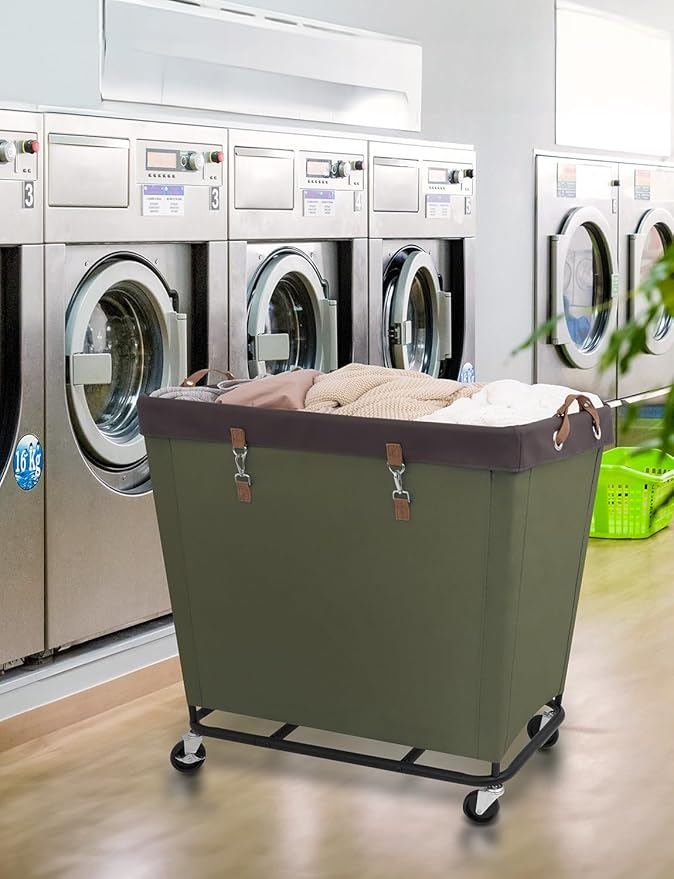StorageWorks 320L Laundry Basket with Wheels, Extra Large Rolling Hampers for Clothing Organizer, Dirty Clothes Basket for Hote, Home, Closet, Dorm, Green