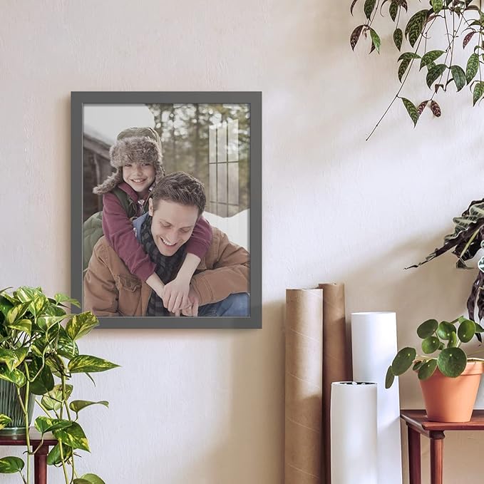 Renditions Gallery 11x14 inch Picture Frame High-end Modern Style, Made of Solid Wood and High Definition Glass Ready for Wall and Tabletop Photo Display, Gray Frame