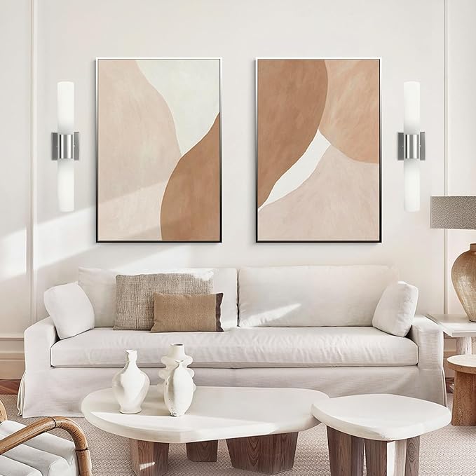 Kalium Bathroom Wall Sconce Fixture, 21 Inch Modern Vanity Lights with Frosted Glass Shade, Indoor Sconces Lighting Wall Decor Lamps for Bathrooms Living Room Stairs Bedroom (Silver)