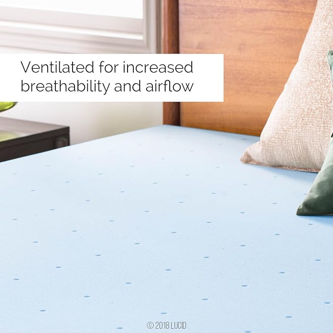 LUCID 2-Inch Ventilated Gel Infused Memory Foam Mattress Topper - Full