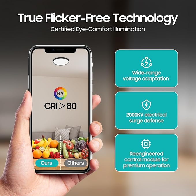 6 Pack 15.8 Inch LED Flush Mount Ceiling Light, 32W 3520LM 5 CCT Selectable (2700K-6500K), Dimmable Ultra-Thin Round Fixture for Kitchen Bedroom Laundry Hallway, Black