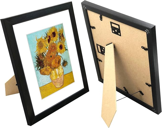 11x14 Picture Frame Set of 6 with Real Glass for Pictures 8x10 with Mat or 11x14 Without Mat, Wall Gallery or Tabletop display Photo Frames in Black
