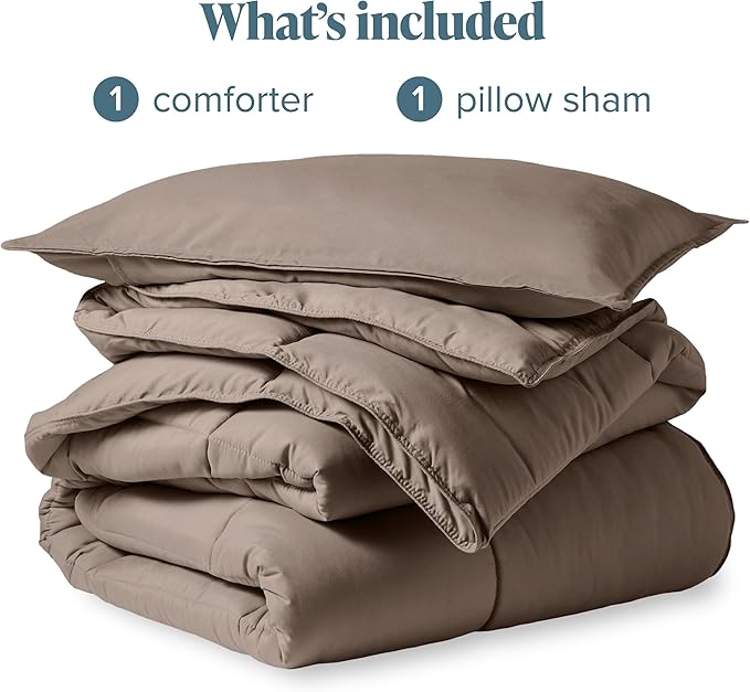 Bare Home Comforter Set - Twin/Twin Extra Long Size - Ultra-Soft - Goose Down Alternative - Premium 1800 Series - All Season Warmth (Twin/Twin XL, Taupe)
