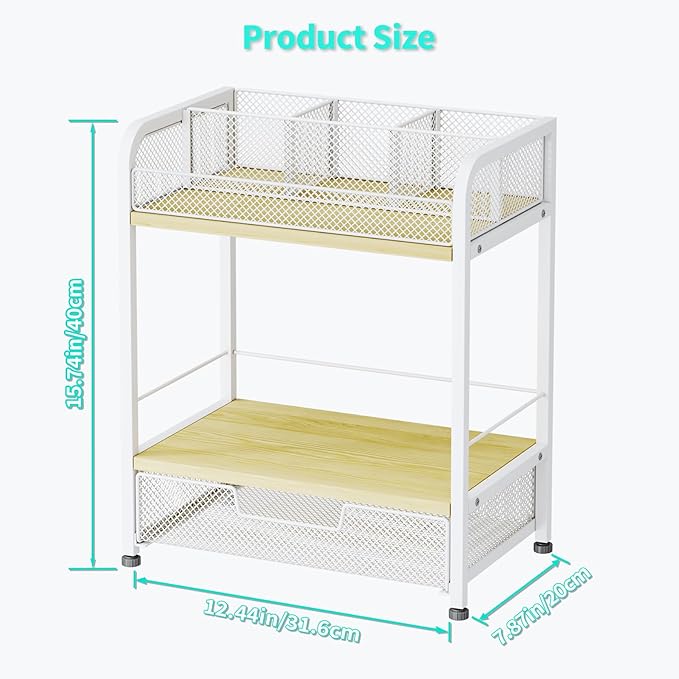 HapiRm Makeup Organizer Countertop with Drawer - Large Capacity Vanity Organizer with Dividers, Bathroom and Bedroom Desk Cosmetic Display Case for Storage Skincare, Makeup Brush, Dresser, Perfume