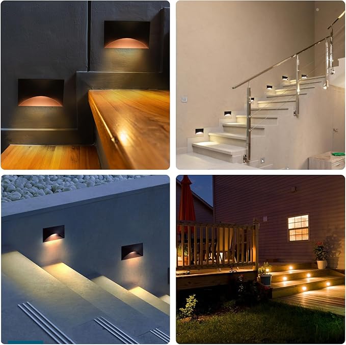 Energetic 5CCT 120V LED Indoor Outdoor Step Lights, 2700K/3000K/3500K/4000K/5000K Stair Lighting, 3W Dimmable LED Lights for Step Stair, CRI90, ETL Listed, IP65 Waterproof, Aluminum, Bronze, Pack of 4