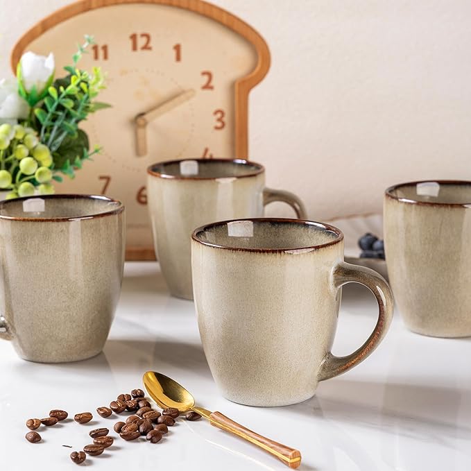 GBHOME Ceramic Coffee Mugs Set of 6, 12oz Stoneware Coffee Mugs Set For Dad Mom Women MEN, Light Weight Coffee Cups for Latte/Tea/Beer/Hot Cocoa, Dishwasher & Microwave Safe