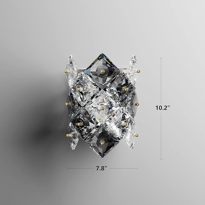 Modern Crystal Wall Sconces,Chrome Wall Light Fixtures,Luxury Indoor Wall Lamp,K9 Crystal Vanity Wall Mount Lamps,Industrial Sconce Lighting for Bathroom Living Room,Bedsides,Hallway,Bedroom