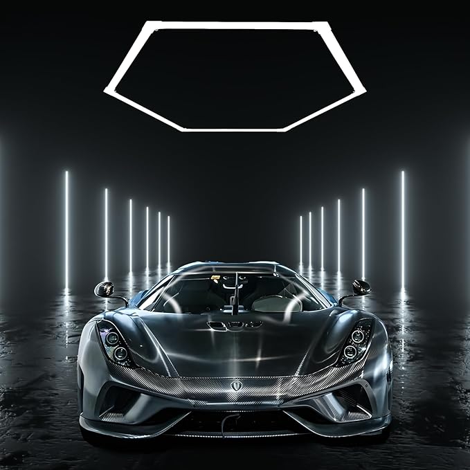 Hexagon Garage LED Lights.1 Grid 53W 6350LM 6500K Hex Ceiling Led Light.Higher Brightness Hexagon Led Light System for Garage Barbershop Warehouse