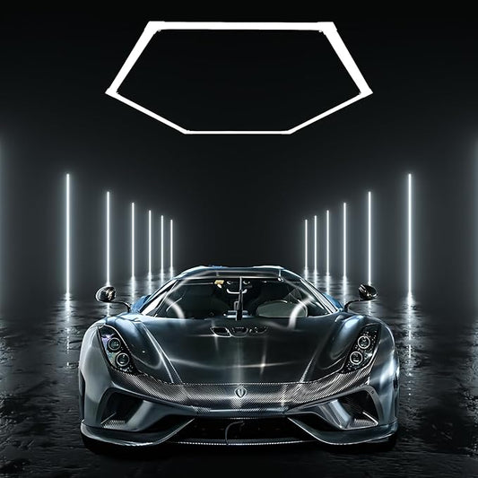 Hexagon Garage LED Lights.1 Grid 53W 6350LM 6500K Hex Ceiling Led Light.Higher Brightness Hexagon Led Light System for Garage Barbershop Warehouse