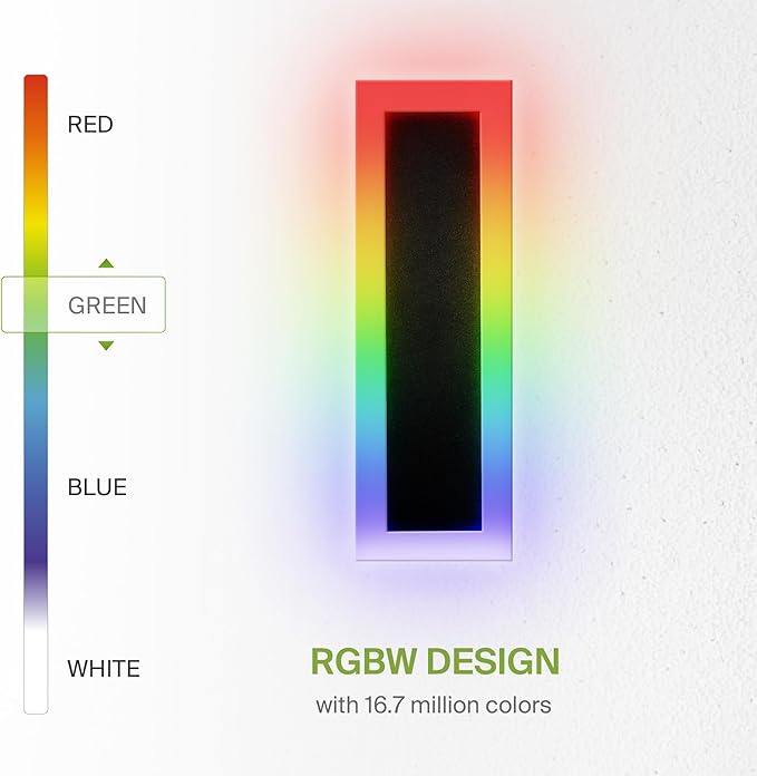 ASD LED 18" Long Wall Mount Light Fixture, Outdoor & Indoor Linear Sconce | RGBW, Smart, Waterproof, Anti-Rust, ETL Listed | 12W 590LM 2700-6500K 100-277V | Exterior Porch Lighting | Black