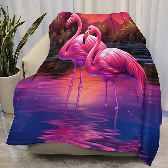 Flamingo Reflection Sunset Kid Large Dog Wearable Fleece Pet Throw Blanket for Couch Car Bed Crate, Soft Cozy Girl Boy Blanket 40x50 in