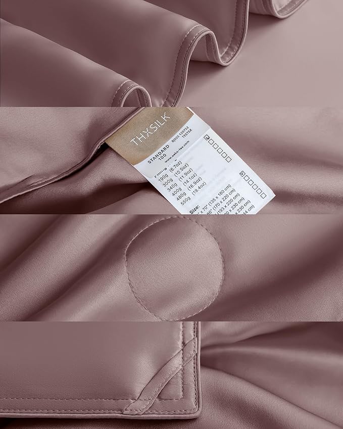 THXSILK Silk Blanket, 100% Mulberry Silk Cooling Throw, Soft and Lightweight Blanket for Bedroom, Sofa, Travel, All-Season (Purple, Queen)