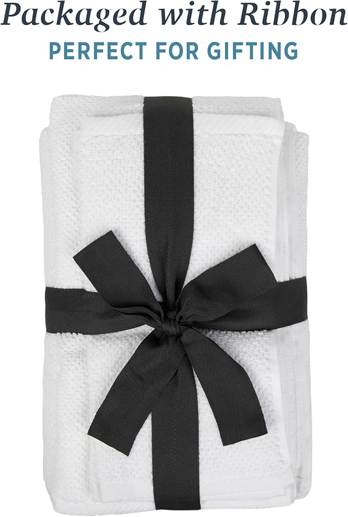 Welhome Franklin 100% Cotton Popcorn Textured Towel Set - 6 Piece 600 GSM, Soft & Plush, 2 Bath Towels, 2 Hand Towels, 2 Washcloths, White