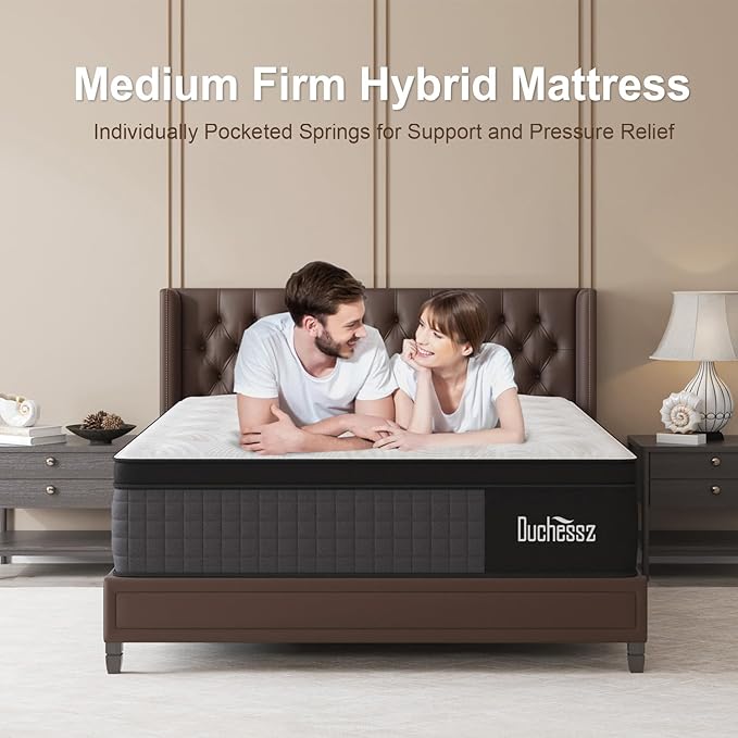 Twin Mattress, 12 Inch Hybrid Mattresses Eurotop with Gel Memory Foam,Motion Isolation Individually Wrapped Pocket Coils Breathable Comfort Soft Pressure Relief 100 Night Trial