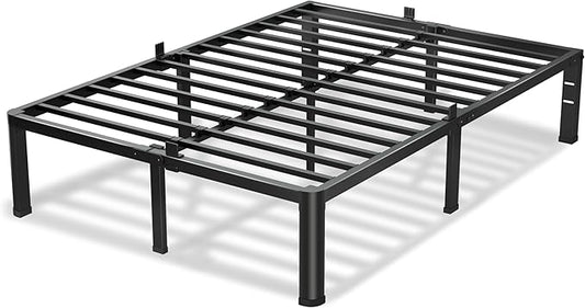 12 Inch Queen Bed Frame, 3500Lbs Heavy Duty Metal Platform with Round Corner Legs Mattress Slide Stopper, Steel Slat Support No Box Spring Needed, Noise Free, Non-Slip, Easy Assembly