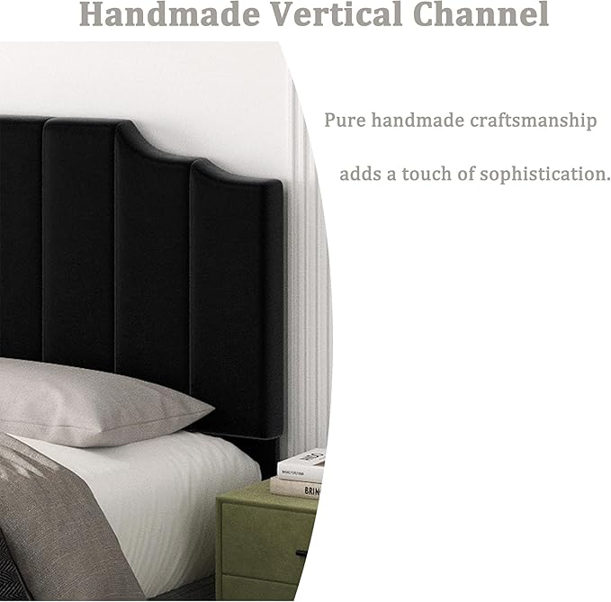 King Size Headboard Only, Velvet Wall Mounted Headboard King for Adjustable Bed Modern Upholstered Head Board Easy Assembly, Black