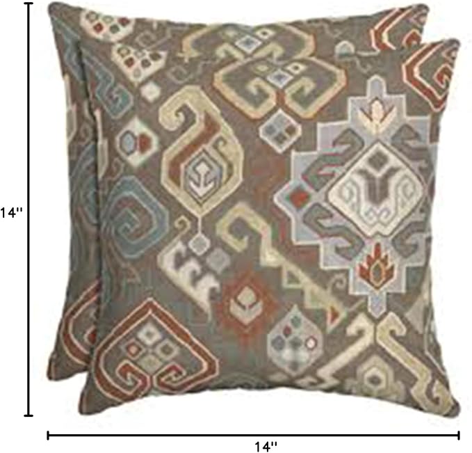Comfort Classics Set of 2 Indoor/Outdoor Throw Pillow 14" x 14" x 4" in Polyester Southwestern Saddle Inc.