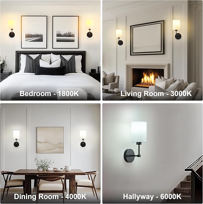 Battery Operated Wall Sconce Set of Two,Wireless Rechargeable Wall Light With Remote Control, Dimmable, 1800K/3000K/4000K/6000K/RGB, Timer, for Living Room, Bedroom, Fireplace, TV, 13.5 Inch, Black