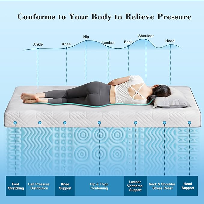 EnHomee Memory Foam Mattress Topper,3 Inch King Mattress Topper Pressure Relief with Cooling Gel and Removable & Washable Embossed Cover, CertiPUR-US & Oeko-TEX Certified, White, King