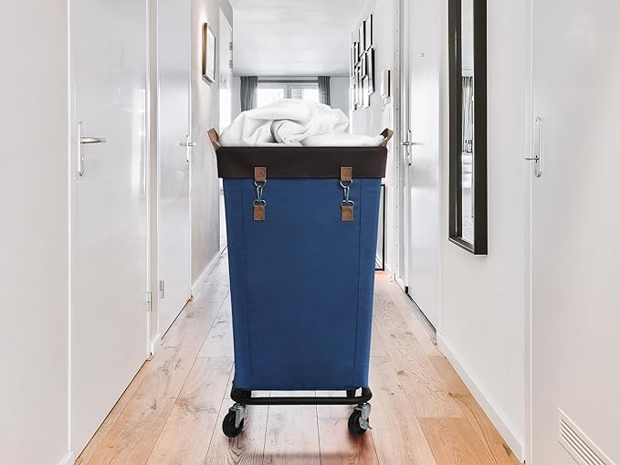 StorageWorks 160L Laundry Basket with Wheels, Large Rolling Hampers for Clothing Organizer, Dirty Clothes Basket for Hotel, Home, Closet, Dorm, Blue