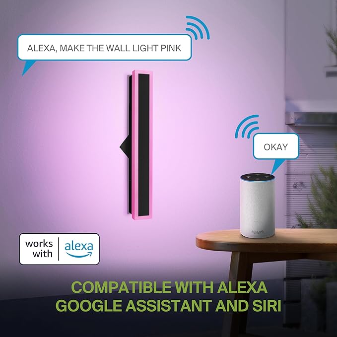 ASD LED 24" Long Wall Mount Light Fixture, Outdoor & Indoor Linear Sconce | RGBW, Smart, Waterproof, Anti-Rust, ETL Listed | 18W 900LM 2700-6500K 100-277V | Exterior Porch Lighting | Black