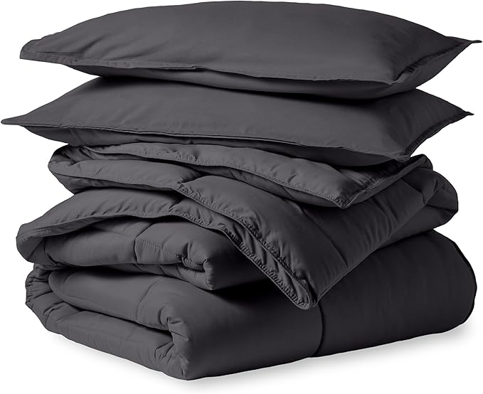 Bare Home Comforter Set - Oversized King Size - Ultra-Soft - Goose Down Alternative - Premium 1800 Series - All Season Warmth (Oversized King, Forged Iron Grey)