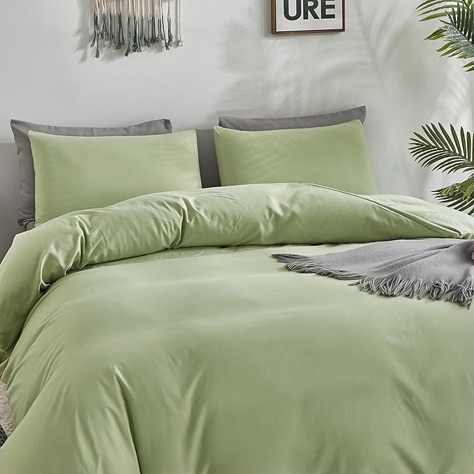 CLOTHKNOW Green King Comforter Set 3Pcs Sage Green Bedding Comforter Sets Pale Green Comforter King Soft Light Green King Size Comforter Set