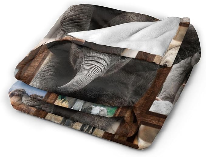 Yibuda Elephant Family Blanket Cute Elephant Flannel Plush Throw Blanket Cozy Wildlife Animal Decor Fleece Stuff Blanket Gifts for Lover Girls Boys Kids Adults Women Bed Travel 40"x50"