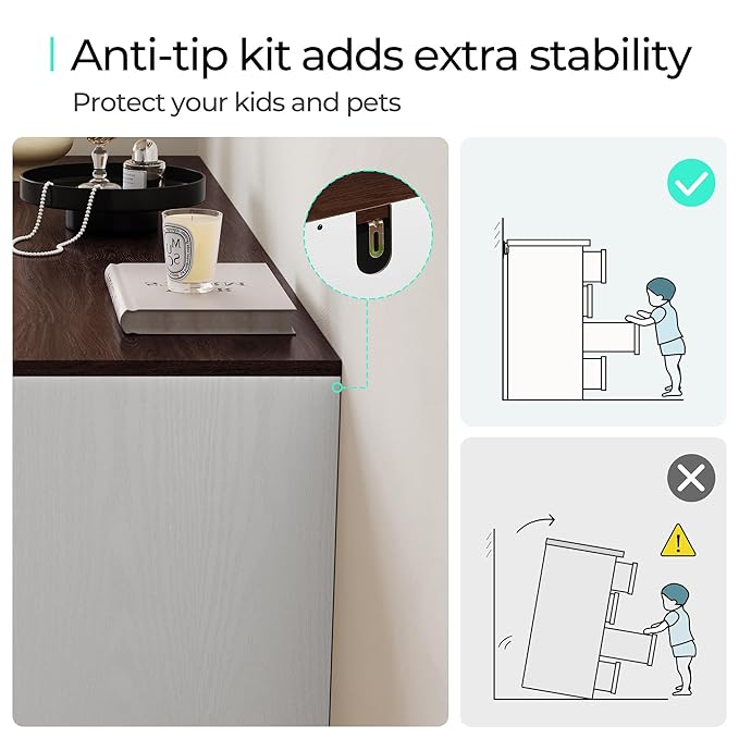 LINSY HOME 10 Drawer Dresser for Bedroom, 54" Wide Chest of Drawers, Modern TV Stand Dressers with Wood Frame and Metal Handles, Large Drawer Organizer for Bedroom, Living Room, White