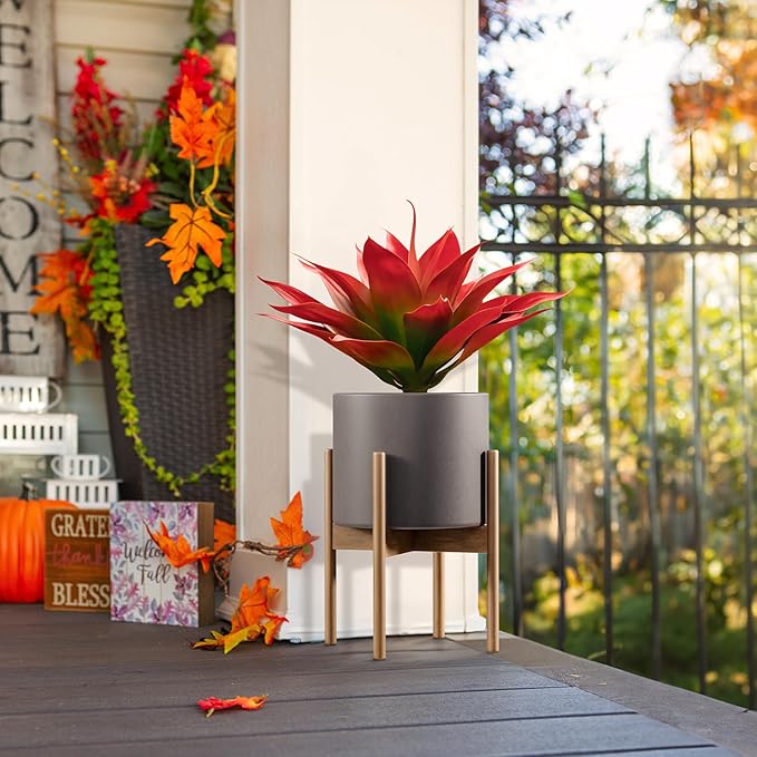 Velener Fall Fake Agave Artificial Plant, Red Fake Succulent Plant for Room Decor, Unpotted Faux Agave Stems Plant for Fall Outdoor/Indoor Decor, 28 inches, Set of 2