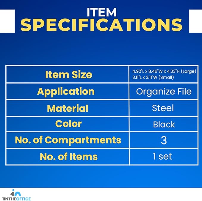 1InTheOffice Mesh Collection Desk Drawer Organizer Tray 3 Compartment - Stackable, Matte Black