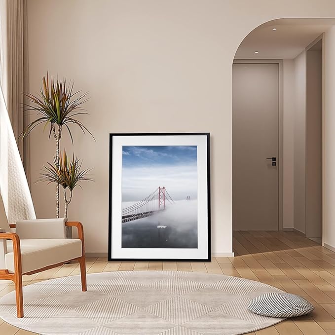 Egofine 22x28 Solid Wood Picture Frame, Made of Solid Wood Covered by Plexiglass 18x24 with Mat 22x28 without Mat, Poster Frame for Wall Mounting Hanging Photo Frame Vertically or Horizontally, Black